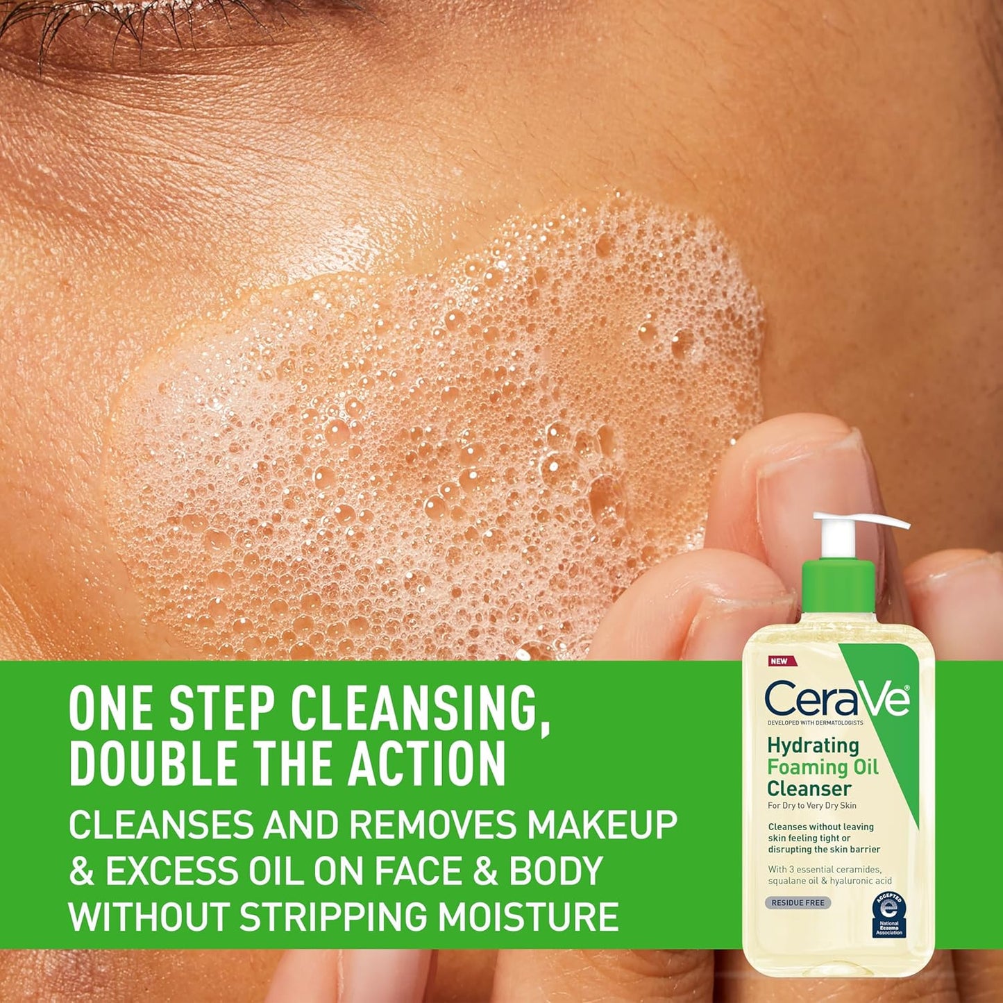 Revitalize Your Skin with Our Hydrating Foaming Oil Cleanser – Moisturizing Formula with Squalane, Hyaluronic Acid & Ceramides for Dry to Very Dry Skin, Fragrance-Free & Residue-Free, 19 FL Oz