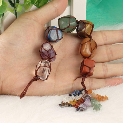 Transform Your Space with 7 Chakra Car Ornaments - Gemstone Reiki Healing Crystals for Positive Energy and Good Luck