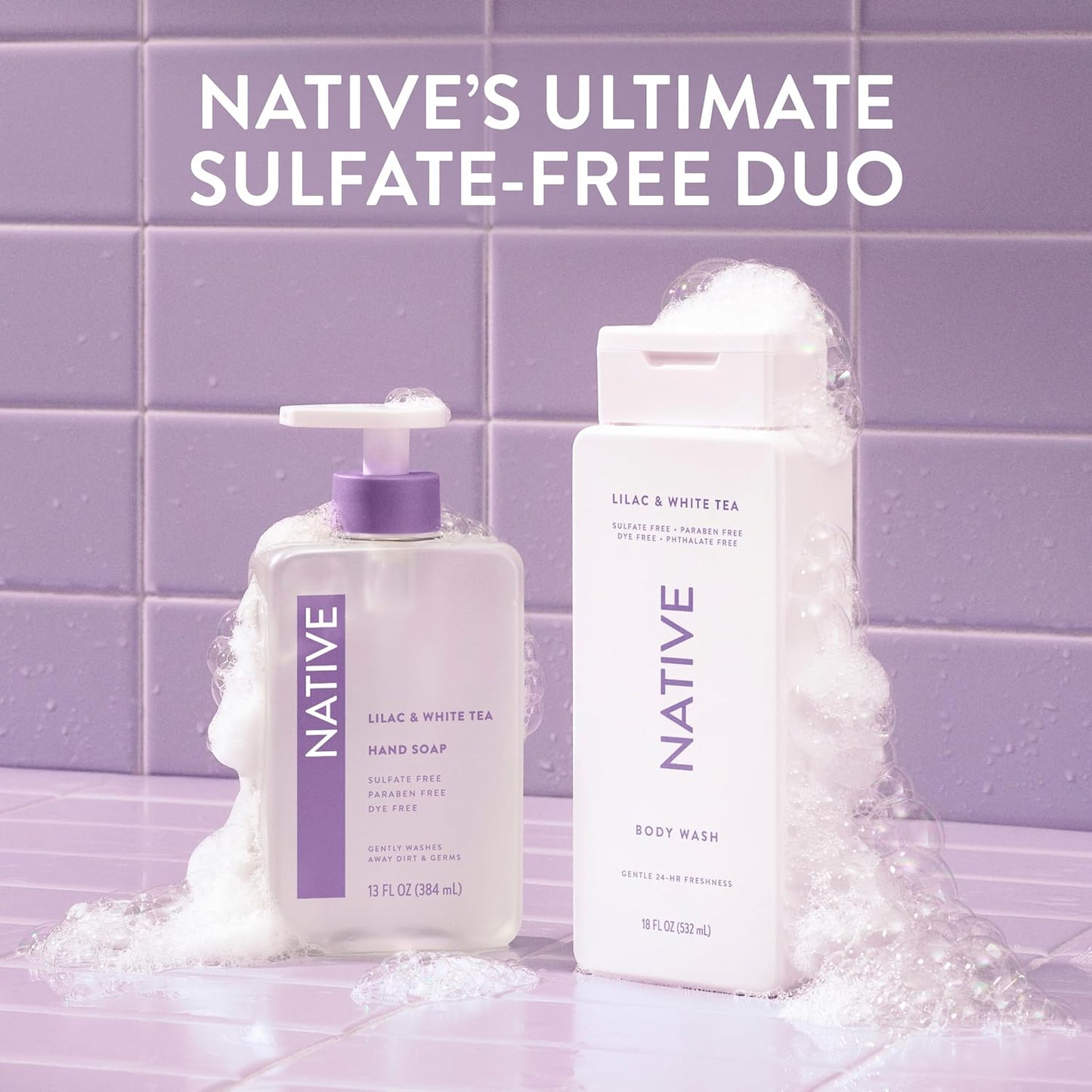 Sulfate Free Body Wash Contains Naturally Derived Ingredients | for Women & Men| Lilac & White Tea, 36 Oz
