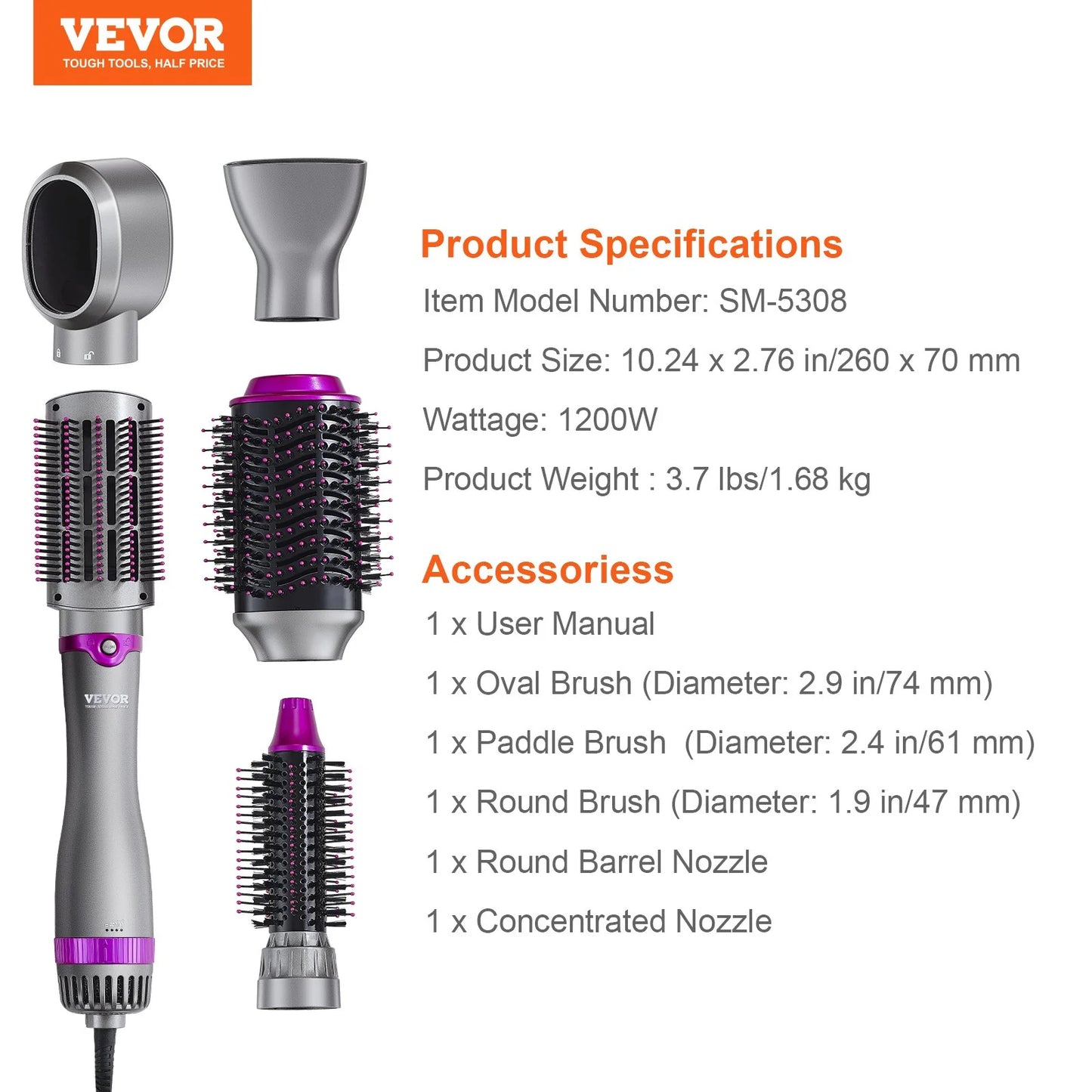 Transform Your Hair with the Vevor 5-in-1 Hot Hair Dryer Brush - Curl, Style, and Shine with Negative Ion Technology