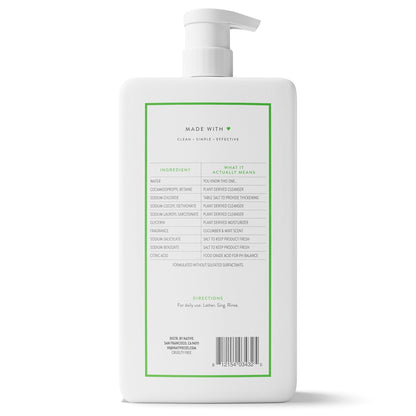 Sulfate Free Body Wash Contains Naturally Derived Ingredients | for Women & Men| Cucumber & Mint, 36 Oz