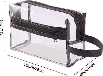 Heavy Duty Clear Travel Toiletry Makeup Bags Transparent Shaving Bag Water Resistant Cosmetic Bag Organizer Pouch with Zipper and Handle