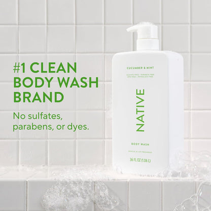Sulfate Free Body Wash Contains Naturally Derived Ingredients | for Women & Men| Cucumber & Mint, 36 Oz