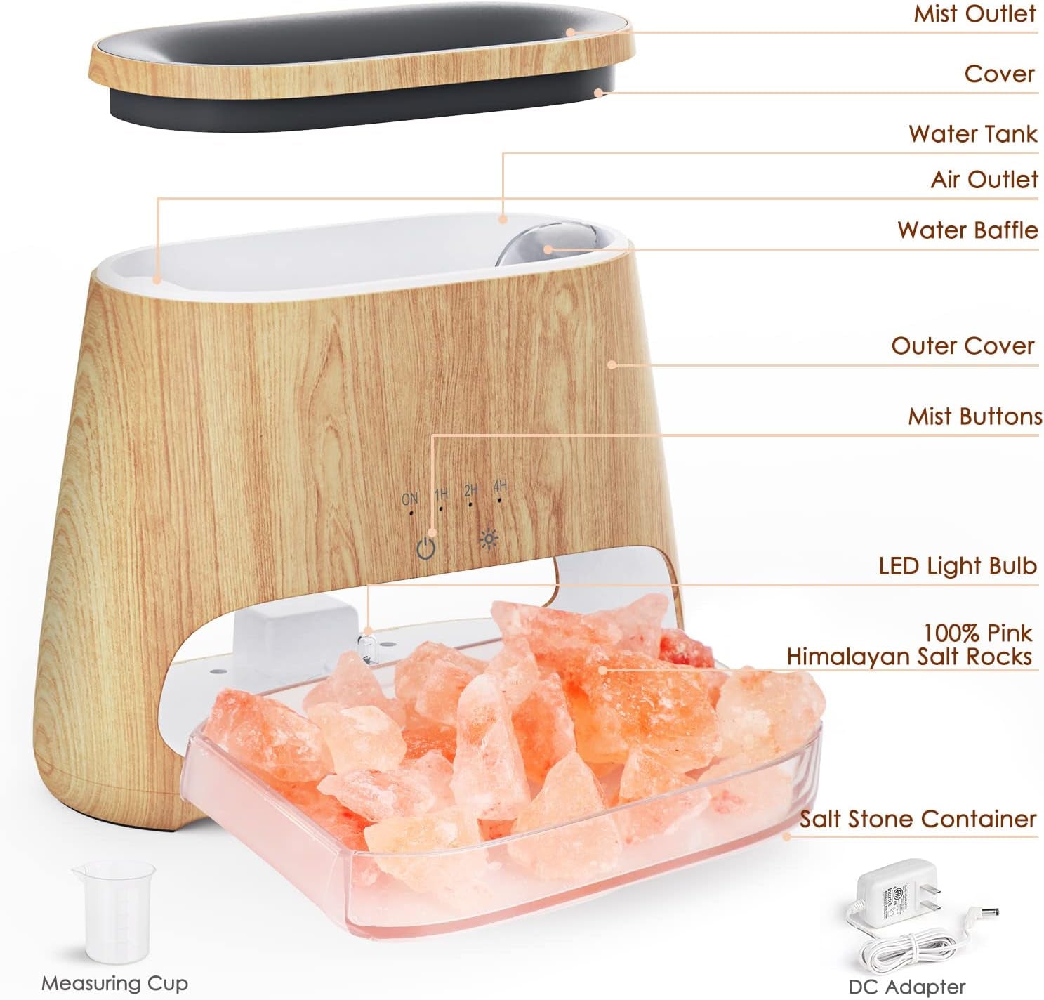 Elevate Your Space with the 2-in-1 Ultrasonic Essential Oil Diffuser & Himalayan Salt Lamp - Experience Aromatherapy and Relaxation with a Soothing Glow