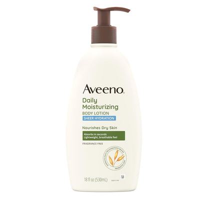 Revitalize Your Skin with Aveeno Sheer Hydration Daily Moisturizing Lotion – Fragrance-Free, Lightweight, and Fast-Absorbing for 24-Hour Hydration, 18 Fl. Oz