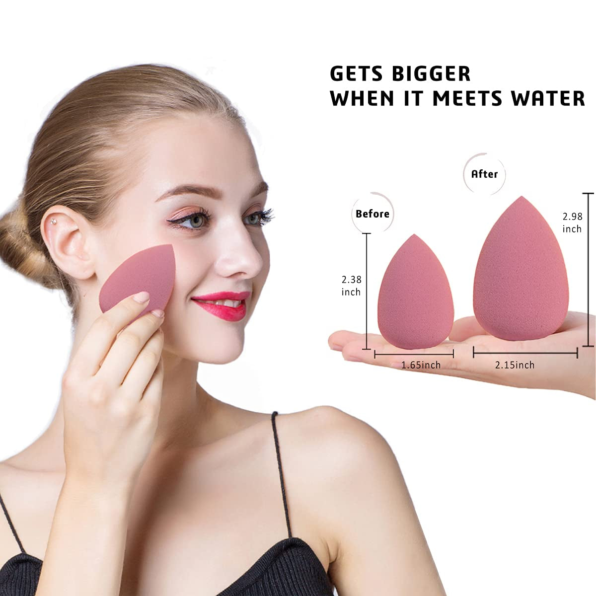 Flawless Makeup Sponges Set - 4 Premium Blending Sponges with Holder & Egg Case for Cream, Powder, and Liquid Application in Pink