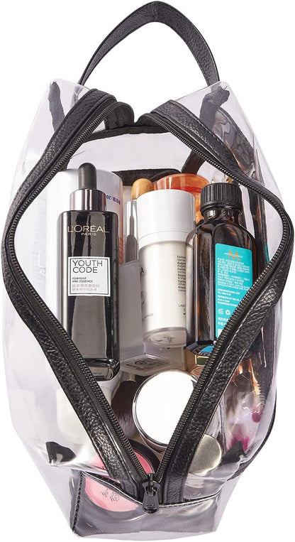 Heavy Duty Clear Travel Toiletry Makeup Bags Transparent Shaving Bag Water Resistant Cosmetic Bag Organizer Pouch with Zipper and Handle