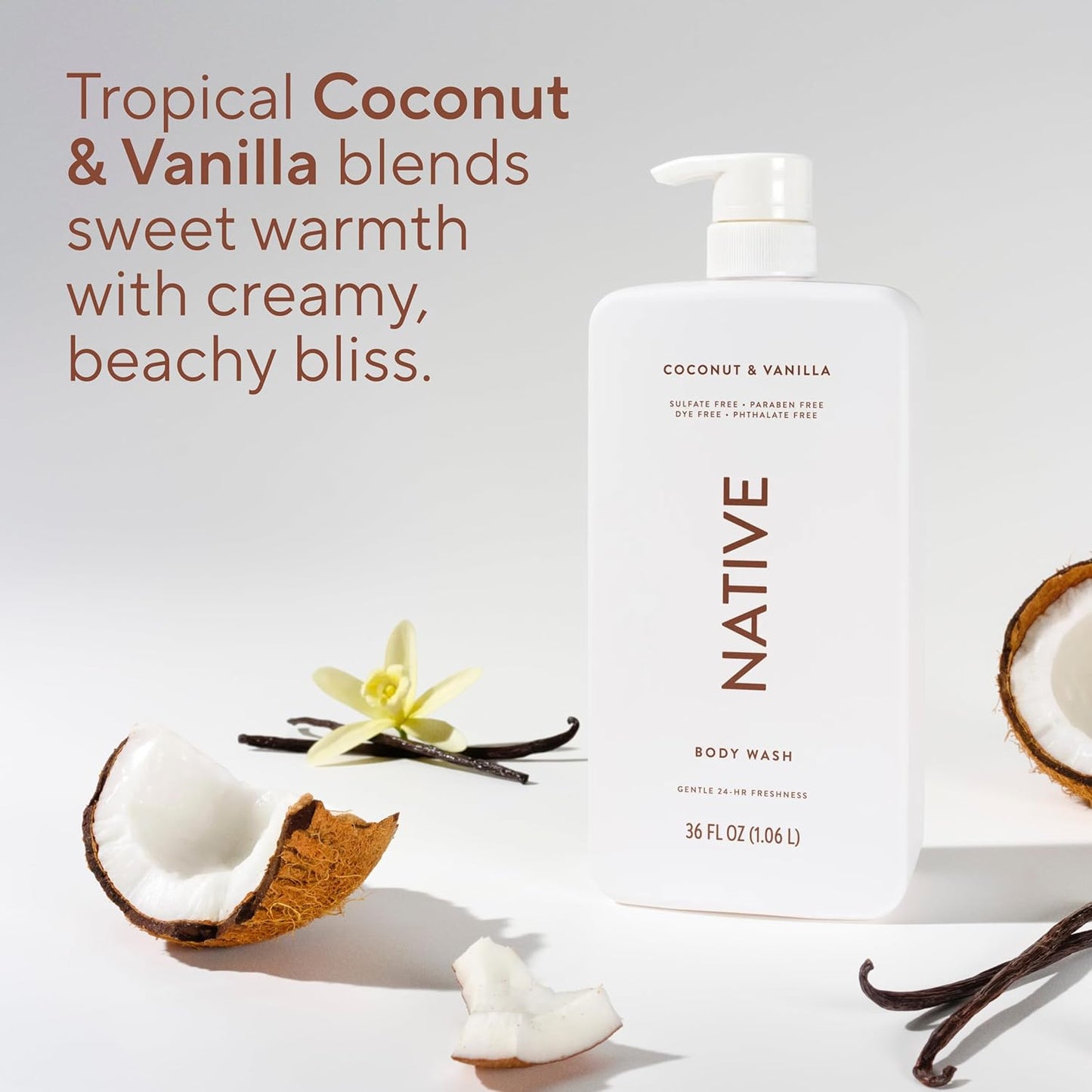 Indulge in Luxurious Coconut & Vanilla Body Wash - Sulfate Free, 36 Oz for All Skin Types