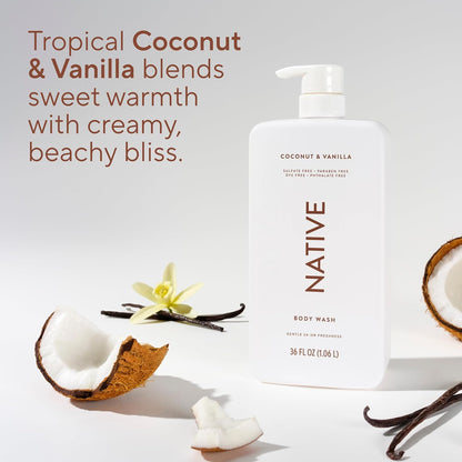 Indulge in Luxurious Coconut & Vanilla Body Wash - Sulfate Free, 36 Oz for All Skin Types