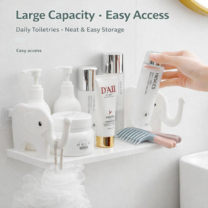 Adorable Waterproof Elephant Wall Shelf – Effortless No-Drill Organizer for Your Bathroom & Home