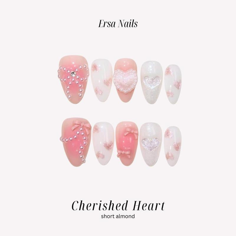 Ersanails VALENTINE'S DAY Collection - Handmade Presson Nails 10PCS | Acrylic, Reusable, Salon-Quality, Long-Lasting, Glossy Design