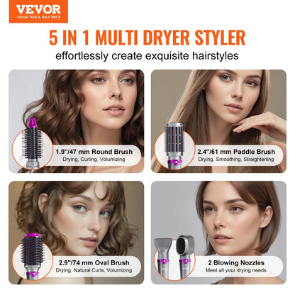 Transform Your Hair with the Vevor 5-in-1 Hot Hair Dryer Brush - Curl, Style, and Shine with Negative Ion Technology