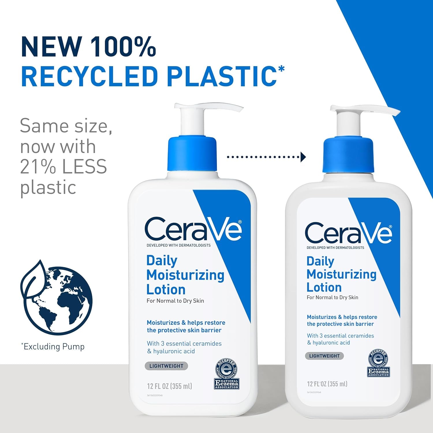 Daily Moisturizing Lotion for Dry Skin, Body Lotion & Face Moisturizer with Hyaluronic Acid and Ceramides, Daily Moisturizer, Fragrance Free, Oil-Free, 19 Ounce