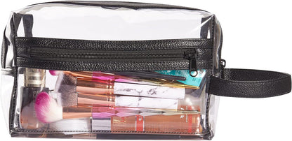 Heavy Duty Clear Travel Toiletry Makeup Bags Transparent Shaving Bag Water Resistant Cosmetic Bag Organizer Pouch with Zipper and Handle
