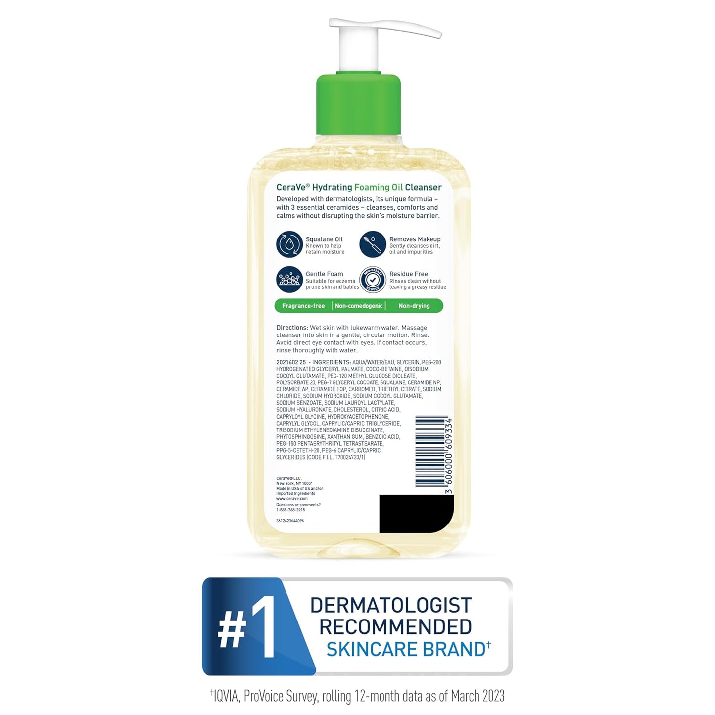 Revitalize Your Skin with Our Hydrating Foaming Oil Cleanser – Moisturizing Formula with Squalane, Hyaluronic Acid & Ceramides for Dry to Very Dry Skin, Fragrance-Free & Residue-Free, 19 FL Oz