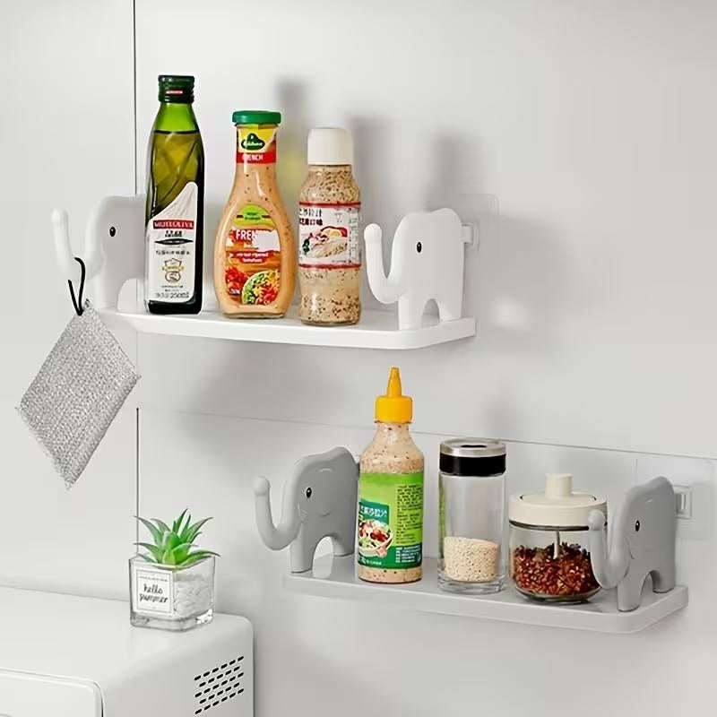 Adorable Waterproof Elephant Wall Shelf – Effortless No-Drill Organizer for Your Bathroom & Home