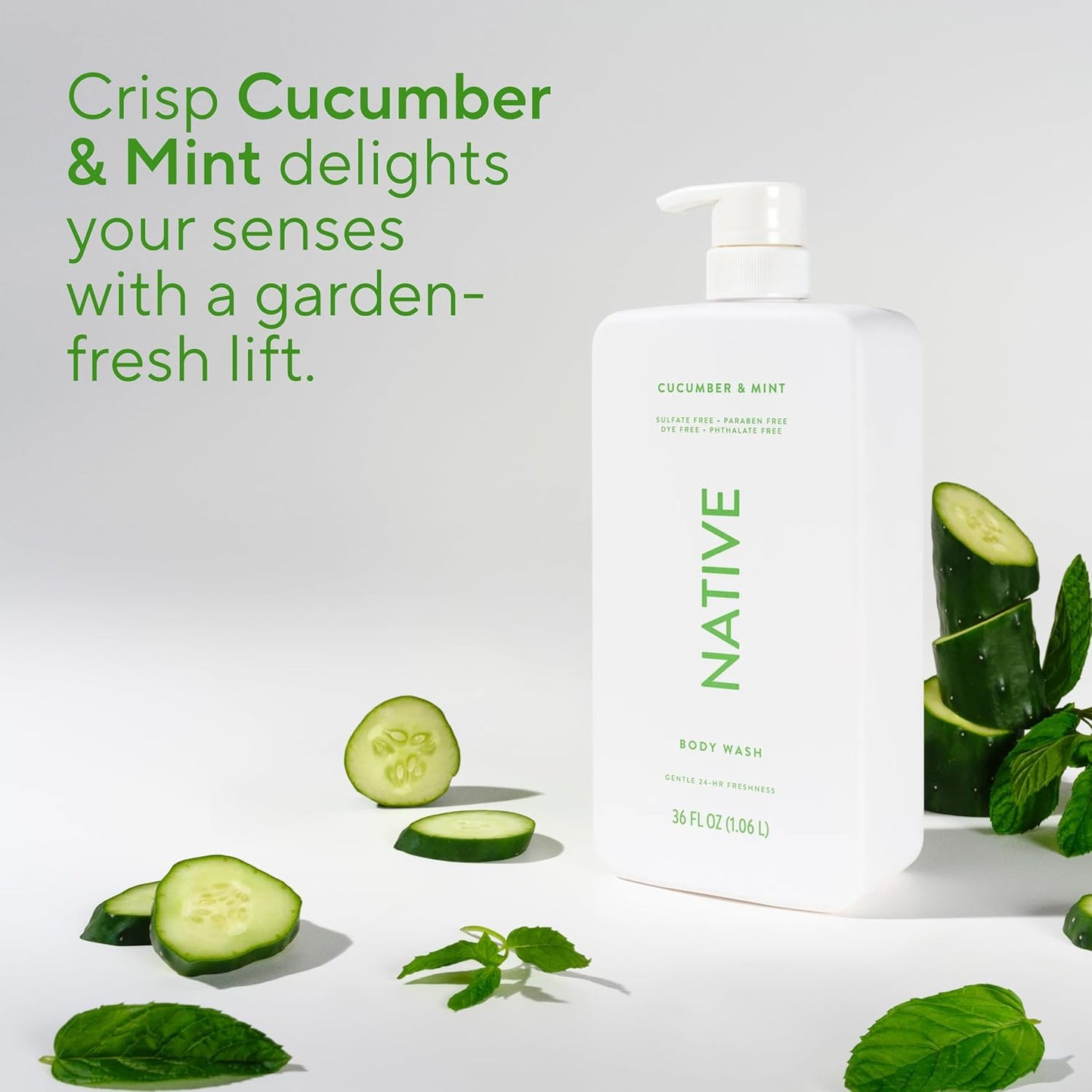 Sulfate Free Body Wash Contains Naturally Derived Ingredients | for Women & Men| Cucumber & Mint, 36 Oz